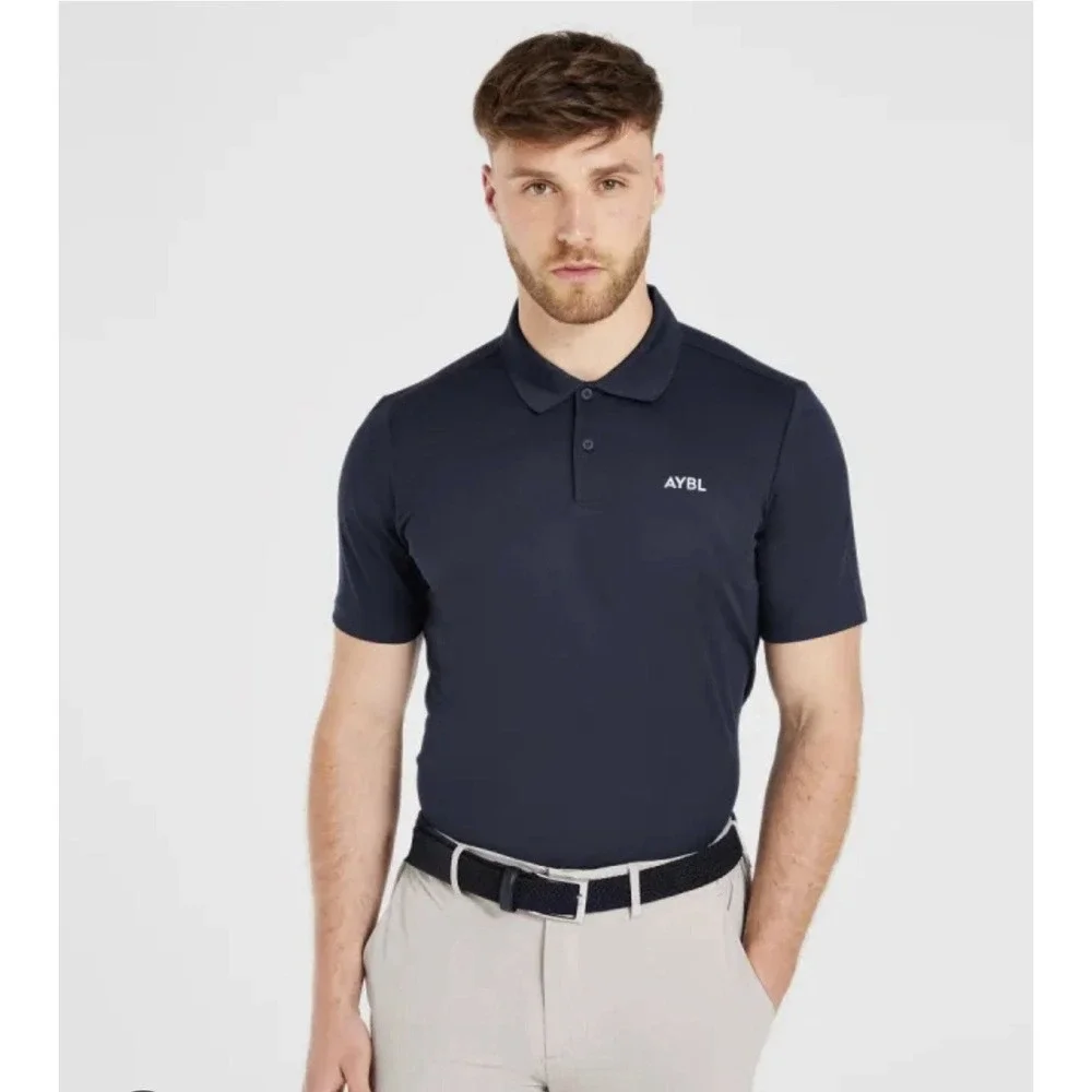AYBL Performance Collarless Seamless Polo Navy Blue XL Designed In Uk NWT